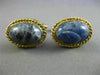ANTIQUE EXTRA LARGE AAA SODALITE 14K YELLOW GOLD 3D SOLITAIRE OVAL ROPE CUFFLINK