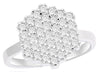 ESTATE .46CT DIAMOND 14KT WHITE GOLD 3D MULTI FLOWER HEXAGON FILIGREE FUN RING