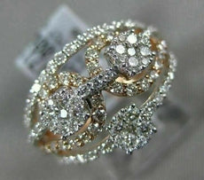 ESTATE WIDE 1.17CT DIAMOND 14KT ROSE GOLD 3D CLASSIC CLUSTER MULTI ROW LOVE RING