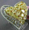 EXTRA LARGE 7.21CT WHITE & FANCY YELLOW DIAMOND 18K 2 TONE GOLD HEART LOVE RING