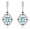 .68CT DIAMOND & AAA AQUAMARINE 14KT WHITE GOLD MULTI HEART OVAL HANGING EARRINGS
