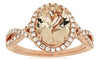 ESTATE 2.9CT DIAMOND & AAA MORGANITE 14KT ROSE GOLD OVAL & ROUND ENGAGEMENT RING