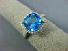ESTATE 2.90CT DIAMOND & AAA BLUE TOPAZ 14KT WHITE GOLD CUSHION SQUARE HALO RING