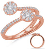ESTATE .72CT DIAMOND 14KT ROSE GOLD CLASSIC DOUBLE FLOWER CRISS CROSS LOVE RING