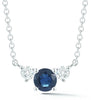 ESTATE .72CT DIAMOND & AAA SAPPHIRE 14KT WHITE GOLD ROUND 3 STONE LOVE NECKLACE