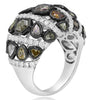 LARGE 5.54CT WHITE & MULTI COLOR MULTI SHAPE DIAMOND 18K WHITE & BLACK GOLD RING
