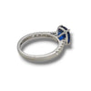 2.83CT DIAMOND & AAA SAPPHIRE 18KT WHITE GOLD 3D CUSHION & ROUND ENGAGEMENT RING