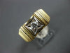 ESTATE .15CT DIAMOND 14KT 2 TONE GOLD 3D CLASSIC SOLITAIRE SQUARE MENS RING