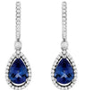 2.62CT DIAMOND & AAA TANZANITE 14KT WHITE GOLD PEAR SHAPE & ROUND HALO EARRINGS