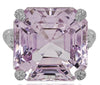 EXTRA LARGE 48.92CT DIAMOND & AAA KUNZITE 18KT WHITE GOLD OCTAGON SOLITAIRE RING
