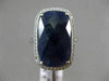 LARGE 6.13CT DIAMOND & AAA SLICED SAPPHIRE 14KT WHITE GOLD 3D HALO MILGRAIN RING