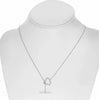 ESTATE .11CT DIAMOND 14KT WHITE GOLD 3D HEXAGON LOVE KNOT LARIAT NECKLACE