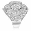 LARGE 6.23CT DIAMOND 18KT WHITE GOLD PAVE MULTI PEAR SHAPE CLUSTER COCKTAIL RING
