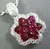 ESTATE 1.07CT DIAMOND & AAA RUBY 18KT WHITE GOLD CLASSIC CLUSTER FLOWER PENDANT