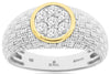 ESTATE .50CT DIAMOND 14KT 2 TONE GOLD 3D ROUND CLUSTER CIRCULAR WOVEN MENS RING