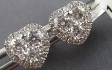 ESTATE 1.01CT DIAMOND 18KT WHITE GOLD HEART SHAPE HALO INVISIBLE STUD EARRINGS