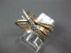 ESTATE LARGE .41CT DIAMOND 14KT WHITE & ROSE GOLD MULTI ROW CRISS CROSS FUN RING