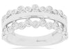 WIDE .40CT DIAMOND 14KT WHITE GOLD 3D ROUND BEZEL 2 ROW WEDDING ANNIVERSARY RING