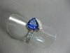 ESTATE WIDE 1.68CT DIAMOND & AAA TANZANITE 14K WHITE GOLD 3D TRILLION RING #2454