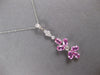 ESTATE 1.36CT DIAMOND & AAA PINK SAPPHIRE 14K WHITE GOLD FLOWER FLOATING PENDANT