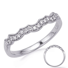 .15CT ROUND DIAMOND 14K WHITE GOLD 3D FILIGREE V SHAPED WEDDING ANNIVERSARY RING
