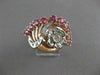 ANTIQUE 1.69CT OLD MINE DIAMOND RUBY 14K W ROSE GOLD FLOWER COCKTAIL RING #21009