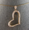 ESTATE LARGE .6CT DIAMOND 18K ROSE GOLD CLASSIC OPEN HEART FLOATING LOVE PENDANT