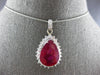 EXTRA LARGE 14.07CT DIAMOND & AAA RUBY 14KT WHITE GOLD 3D HALO PENDANT #28018