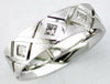 .27CT DIAMOND 14KT WHITE GOLD 3D PRINCESS 3 STONE ETOILE MATTE & SHINY MENS RING