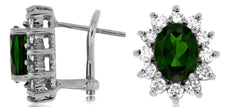 3.86CT DIAMOND & AAA RUSSALITE 14K WHITE GOLD 3D FLOWER CLIP ON HANGING EARRINGS