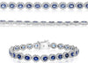 ESTATE 8.25CT DIAMOND & AAA SAPPHIRE 14K WHITE GOLD OVAL & ROUND TENNIS BRACELET