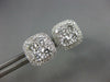 ESTATE LARGE 1.83CT DIAMOND 18KT WHITE GOLD 3D CLUSTER SQUARE HALO STUD EARRINGS