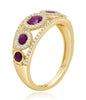 .97CT DIAMOND & AAA RUBY 14KT YELLOW GOLD CLASSIC 5 STONE HALO ANNIVERSARY RING