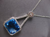 LARGE 8.49CT DIAMOND & AAA BLUE TOPAZ 14KT WHITE GOLD 3D CUSHION & ROUND PENDANT
