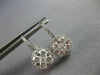 1.35CT DIAMOND 14KT WHITE GOLD 3D CLUSTER FLOWER HALO LEVERBACK HANGING EARRINGS