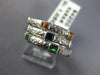 ESTATE WIDE 1.05CT AAA MULTI GEM 18KT WHITE GOLD 3D HAMMERED TRINITY RING #1650