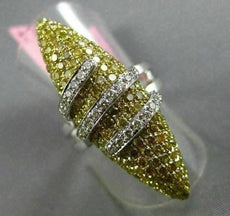 ESTATE EXTRA LARGE 3.30CT DIAMOND 18K WHITE & YELLOW GOLD MARQUISE COCKTAIL RING