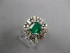 ANTIQUE WIDE 4.43CT DIAMOND & AAA EMERALD 14K WHITE GOLD 3D CUSHION CLUSTER RING
