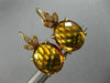 ANTIQUE LARGE 15.15CT DIAMOND & AAA CITRINE 14KT YELLOW GOLD 3D HANGING EARRINGS