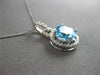 LARGE 2.42CT DIAMOND & AAA BLUE TOPAZ 14K WHITE GOLD ROUND HALO FLOATING PENDANT