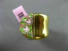 ESTATE LARGE .35CT DIAMOND 14K YELLOW GOLD GREEN & PINK ENAMEL FILIGREE FUN RING