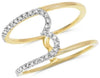 ESTATE .20CT DIAMOND 14KT YELLOW GOLD 3D DOUBLE BAR HEART LOVE RING