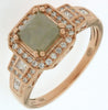 ESTATE 1.63CT WHITE & GREEN DIAMOND 18KT ROSE GOLD SQUARE HALO ENGAGEMENT RING