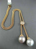 LARGE .42CT DIAMOND & WHITE PINK SOUTH SEA PEARL 18KT ROSE GOLD LARIAT NECKLACE