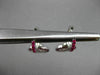 ANTIQUE 1.53CT PINK SAPPHIRE & DIAMOND 18KT WHITE GOLD FLOWER HANGING EARRINGS