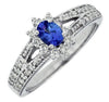 .80CT DIAMOND & AAA TANZANITE 14KT WHITE GOLD 3D OVAL & ROUND FLOWER LOVE RING