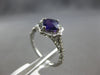 ESTATE 1.1CT DIAMOND & AAA AMETHYST 14KT WHITE GOLD 3D CLASSIC FLOWER LOVE RING