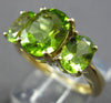 ESTATE 4.26CT AAA PERIDOT 14KT YELLOW GOLD CLASSIC 3 STONE OVAL FUN RING #27938