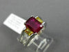 ESTATE 1.56CT RUBY & YELLOW SAPPHIRE 14KT WHITE GOLD 3D 3 STONE ENGAGEMENT RING