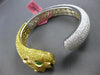 LARGE 27.09CT MULTI COLOR DIAMOND & AAA EMERALD 18KT 2 TONE GOLD BANGLE BRACELET